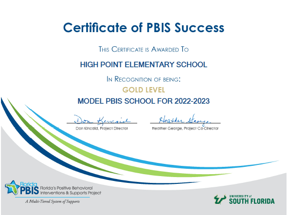  2022-2023 Certificate of PBIS Success